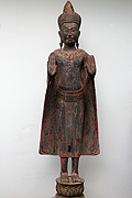 62. Adorned Buddha standing - Post Angkorian style - Wood - Height: 1m52 cm, W:34Kg - USD2300-