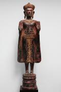 44. Adorned standing Buddha - Post Angkorian Style - Wood - H. 1,52m, 13Kg - USD1400 -